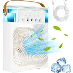 GENERICO - Ventilador Enfriador Humidificador 3 en 1 con Luz LED