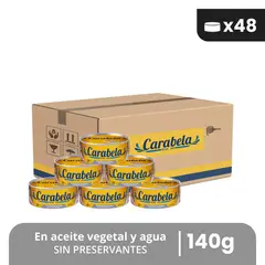 CARABELA - Filetes de Atún en aceite vegetal 140gr Caja x48
