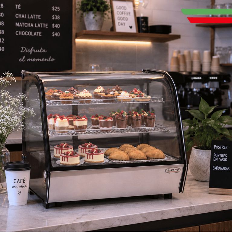 Vitrina Exhibidora Refrigerada 140L ALFANO CTD-140 para Cafeterías y Minimarket