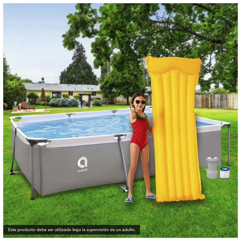 Piscina con Filtro 3701 Litros 65x207x300 cm Gris