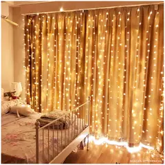 INSPIRA - Cortina Tira de 320 Luces LED Navideñas Cálidas 3m x 3m