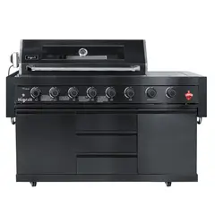 HIGRILL - Parrilla a Gas de 8 Quemadores con Sellador de Carnes y Rostizador