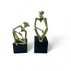 GENERICO - Adorno Pack de 2 Pensadores Dorados 21x7 cm