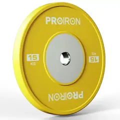PROIRON - Par de Discos Olímpicos Calibrados de Caucho 15KG Amarillo