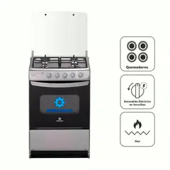 INDURAMA - Cocina a Gas 4 Quemadores Coruña Spazio Plus Gris