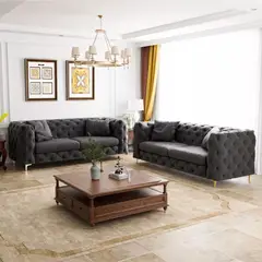 DMUEBLES - DM SALA 2-2 CHESTERFIELD DELUXENEGRO