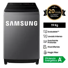 SAMSUNG - LAVADORA 19 KG CARGA SUPERIOR ECOBUBBLE WA19CG6441BDPE GRIS OSCURO