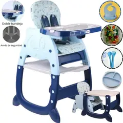 VOYAGE - Silla de Carpeta de Comer PANDA 3 en 1 AZUL