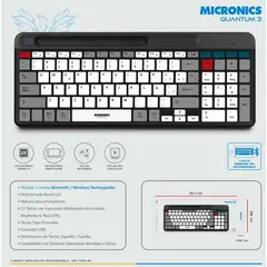 MICRONICS - TECLADO QUANTUM 3 BLUETOOTH RECARGABLE