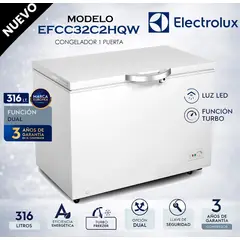 ELECTROLUX - Congeladora Electrolux EFCC32C2HQW Blanco 316L