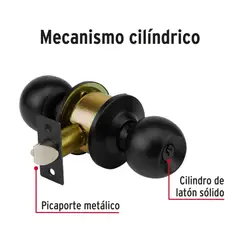 HERMEX - CHAPA BOLA Cerradura pomo negro esfera recámara