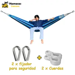 HAMACAS LIZARASO - Hamacas Andina Color Azul de Algodón -