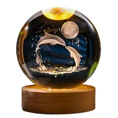 GENERICO - ESFERA DE CRISTAL LÁMPARA LED ADORNO DELFÍN DECORATIVO 3D