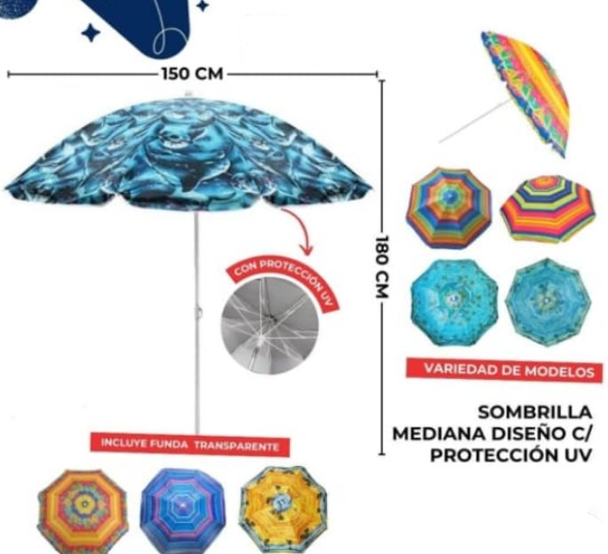 Sombrilla de Playa Grande - Modelo Al Azar