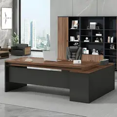 DMUEBLES - DM ESCRITORIO EJECUTIVO/GERENCIA LYBERTY 180 CM - MARRÓN/GRIS