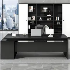 DMUEBLES - DM ESCRITORIO EJECUTIVO/GERENCIA LYBERTY 180 CM - NEGRO/GRIS OSCURO