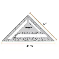 TRUPER - Escuadra 12" de Aluminio para Drywall Muros de Yeso, 15132