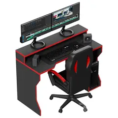 GENERICO - Escritorio Gamer Uzumaki Moderno - Negro y Rojo