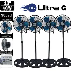 GENERICO - Pack de 4 Ventiladores Pedestal de 10 Negro 40W ULTRA G