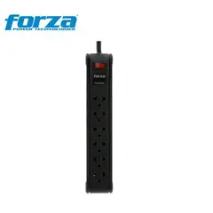 FORZA - REGLETA DE 6 TOMAS NEGRO 220V PS-1006B 03 MTRS