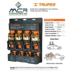TRUPER - Sujetadores con matraca carga máx 1000 kg Juego de 4