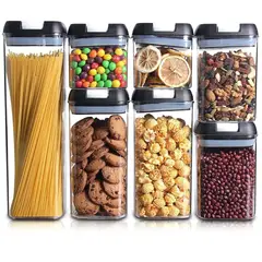 OEM - Set de 7 Frascos Envases Herméticos Táper de Cocina con Tapa Negro