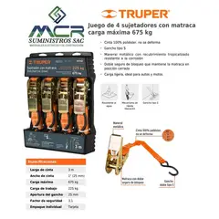 TRUPER - Sujetadores con matraca carga máxima 675 kg Jueg de 4
