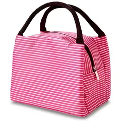 MINARI - Lonchera Térmica Fiambrera Portátil Impermeable Rayas Rosado 32L