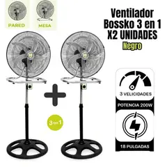 BOSSKO - Ventilador 5 Aspas 3 En 1 18'' 200W BK-8219VNG X2 unidades