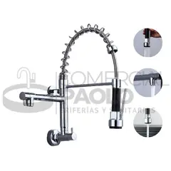 GENERICO - LLAVE PARA COCINA RESORTE PARED CROMADO F1005