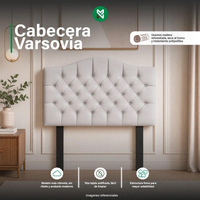Cabecera Alta Varsovia de 2 Plz - Color Gris Claro