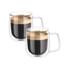 HYGGE - Set de 2 Tazas Doble Pared de Vidrio Base Ancha 450 ml