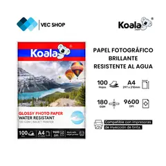 KOALA - Papel Fotográfico Brillante A4 180g 100 hojas
