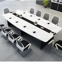 DMUEBLES - DM MESA DE TRABAJO/CONFERENCIA ZAPMAN 300 CM - BLANCO/NEGRO