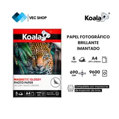 KOALA - Papel Fotográfico Brillante Imantado A4 690g 5 hojas