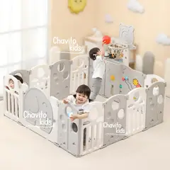 GENERICO - CORRAL PLEGABLE ELEFANTE 14 PANELES C/ARO DE ENCESTAR PLOMO