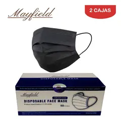 MAYFIELD - Mascarilla quirúrgica 3 capas negro caja*50und MAYFIELD. Pack 2 cajas