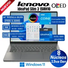 LENOVO - Laptop Lenovo Ideapad Slim 3 14IRH10 14” OLED WUXGA, Core i5-13420H, Ram 16GB, Ssd 512GB, Win 11