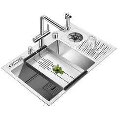 HIGRILL - Lavadero Multifuncional deluxe con Area de Enjuague para vasos Bar