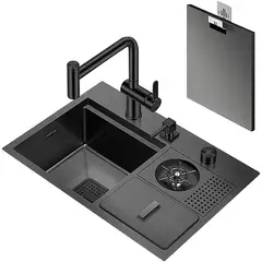 HIGRILL - Lavadero Multifuncional De Lujo para Zona de Parrilla Bar Con Tapa y Cubeta de Residuos