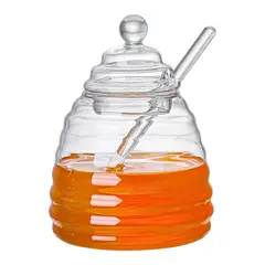 INSPIRA - Frasco para Miel con Cuchara y Tapa de Vidrio Borosilicato 450 ml