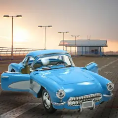 GENERICO - Auto Clasic Corvette de 1957 Azul 13 Cm