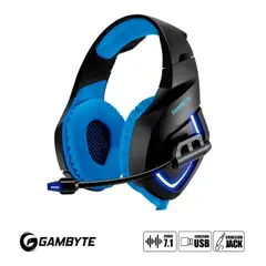 GAMBYTE - Audifono Blue G, Color Negro C/ Azul, Gaming 7.1