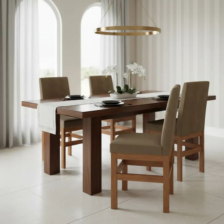 Set X 2 Sillas De Comedor - Canela / Cacao Gamuza Canela Cacao