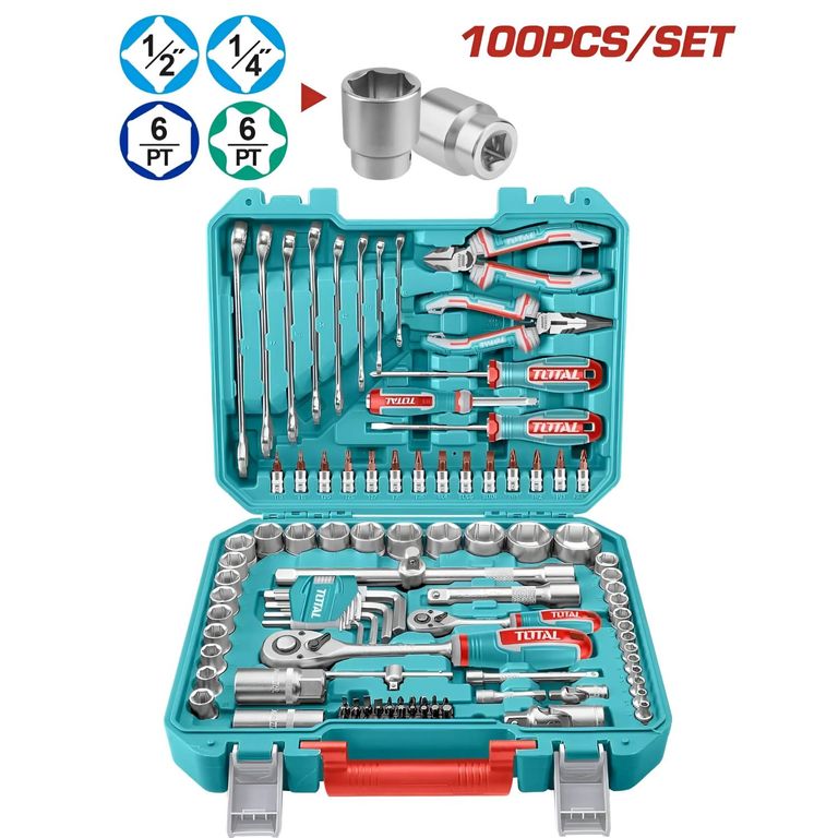 SET DE HERRAMIENTAS RATCHET 100PIEZAS MALETIN INDUSTRIAL - THKTHP21006