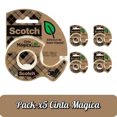 MARCA - Pack x5 Cinta Scotch Mágica Greener 19MM X 152M
