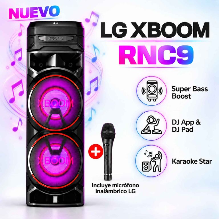Torre de sonido LG XBOOM RNC9 Multi-Bluetooth Karaoke Star + Microfono