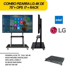 LG - PIZARRA INTERACTIVA DE 75 4K + OPS INTEL CORE I7 + RACK MOVIBLE