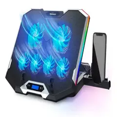 CYBERCOOL - Cooler RGB Gamer Hasta 17 Con Soporte para Movil Ha-k9