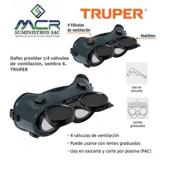 TRUPER - LENTES O GAFAS PARA SOLDAR CON 4 VALVULAS DE VENTILACION , SOMBRA 6
